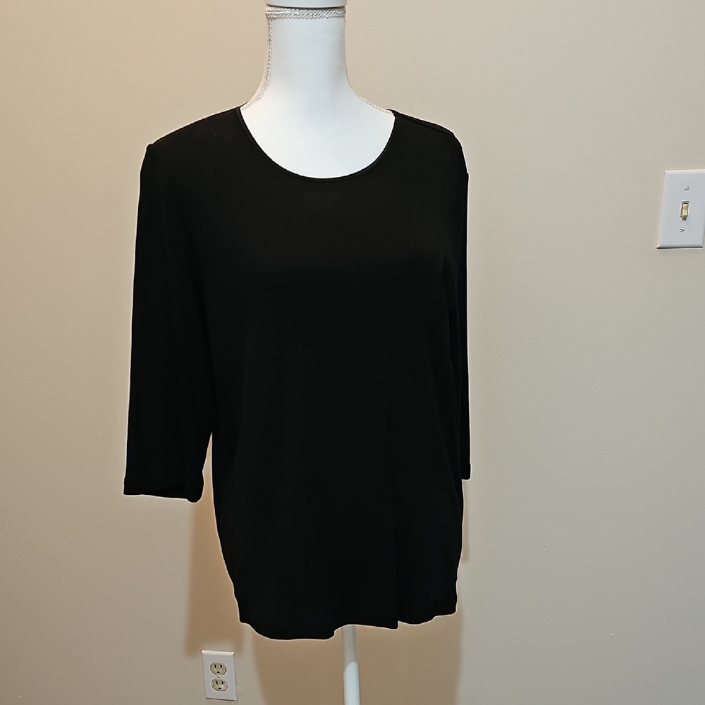 Christopher & Banks Black Relaxed 3/4 Sleeve Blouse